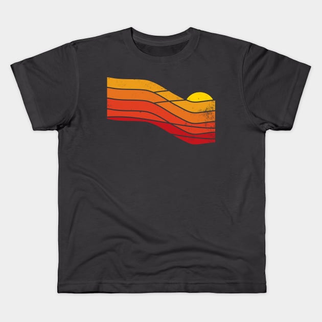 70s Retro Sunset Kids T-Shirt by Vanphirst